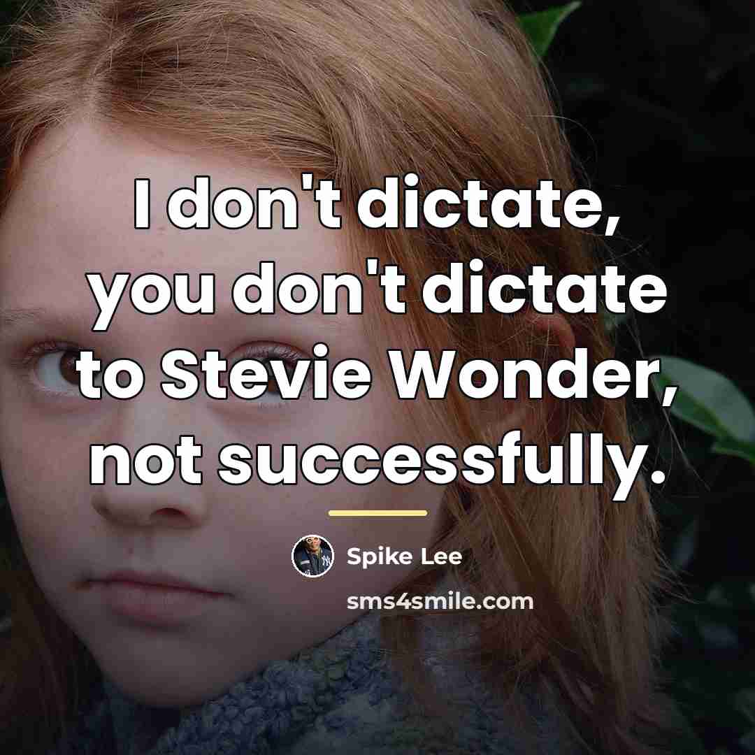“I don't dictate, you don't dictate to Stevie Wonder, not…” quote by Spike Lee