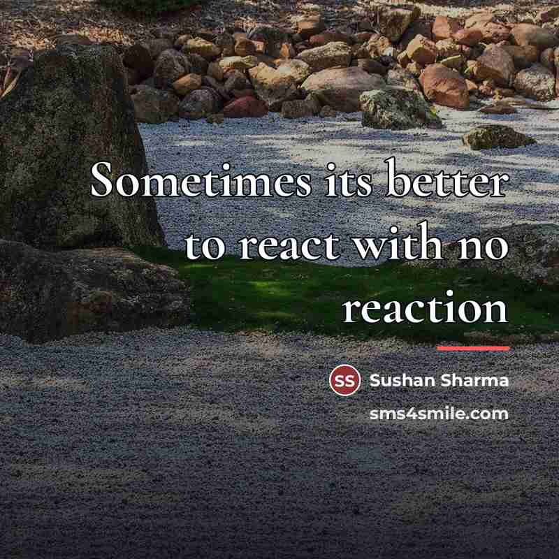 “Sometimes its better to react with no reaction…” quote by Sushan Sharma
