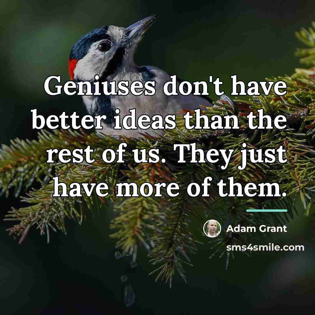 “Geniuses don't have better ideas than the rest of us.…” quote by Adam Grant