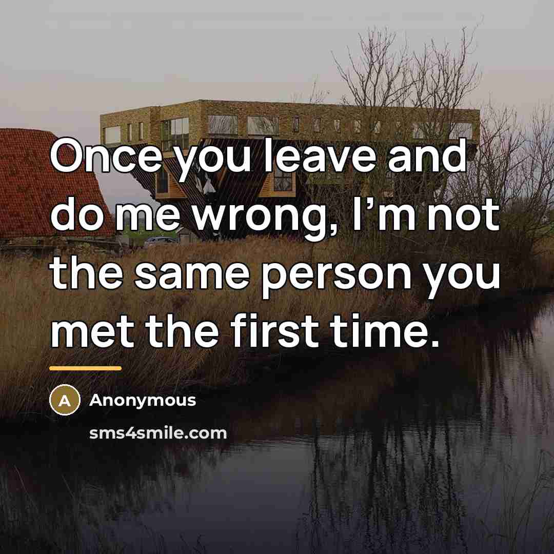 “Once you leave and do me wrong, I'm not the…” quote by Anonymous