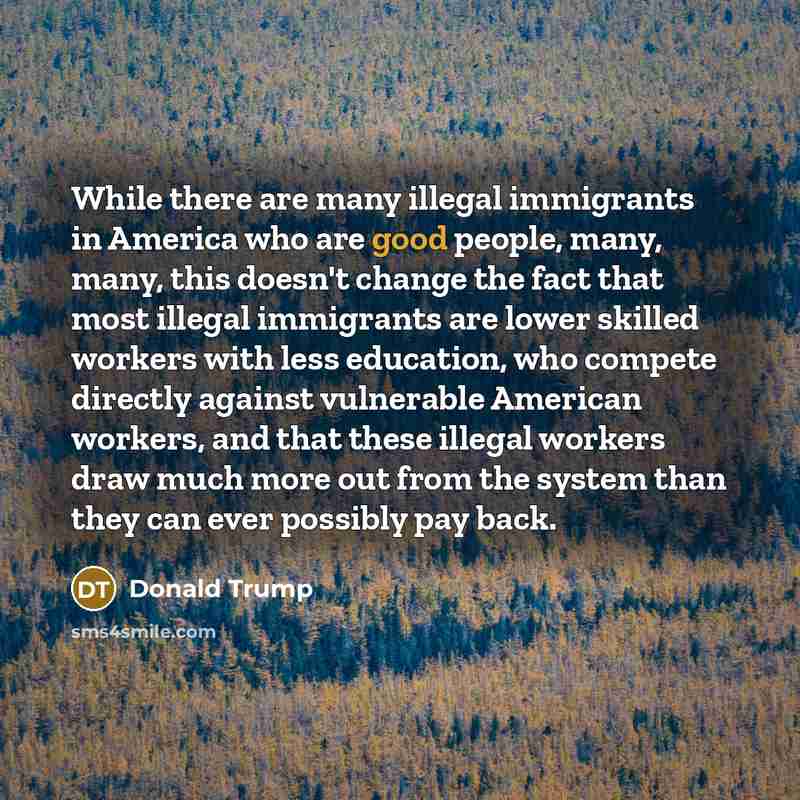 “While there are many illegal immigrants in America who are…” quote by Donald Trump
