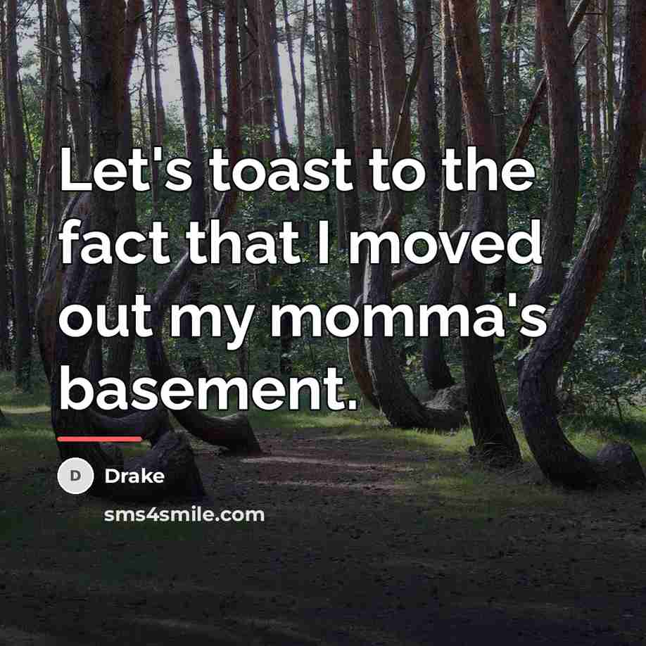 “Let's toast to the fact that I moved out my…” quote by Drake