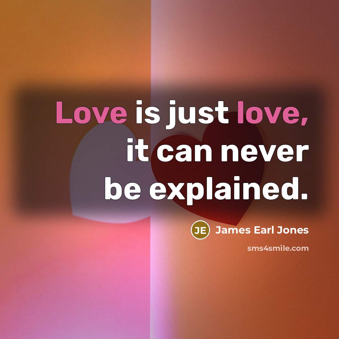 “Love is just love, it can never be explained.” quote by James Earl Jones