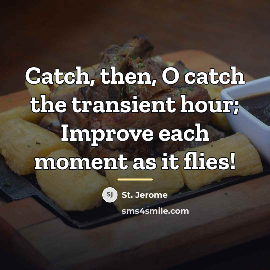 “Catch, then, O catch the transient hour; Improve each moment…” quote by St. Jerome