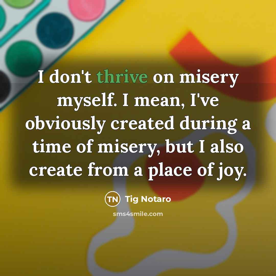 “I don't thrive on misery myself. I mean, I've obviously…” quote by Tig Notaro