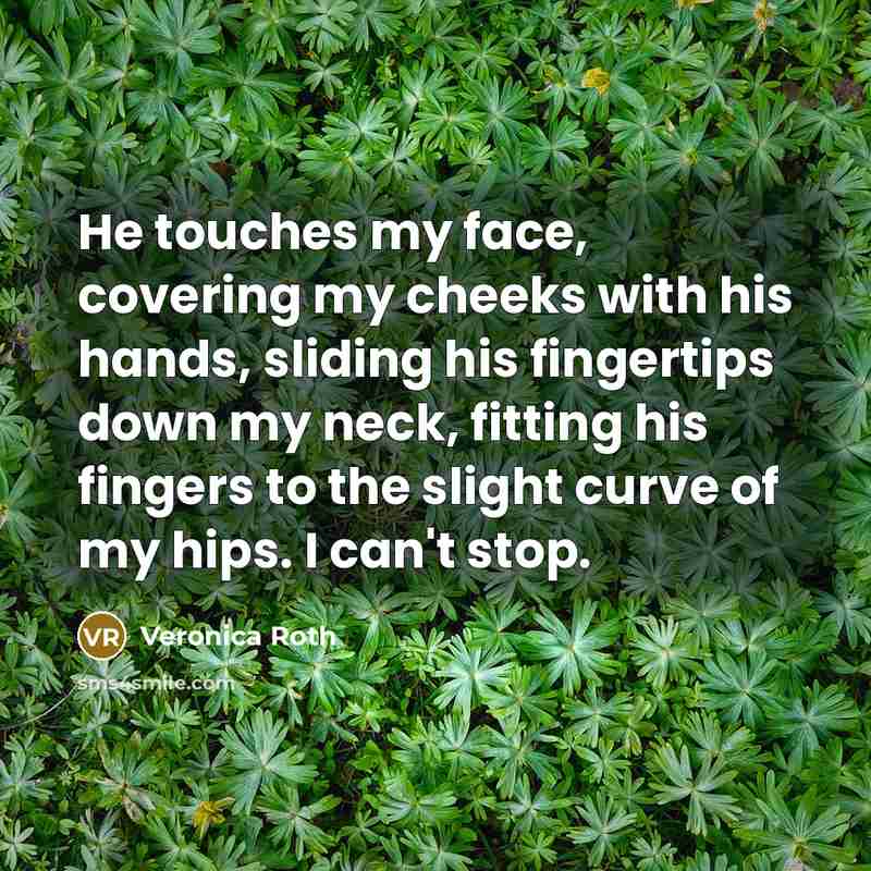 “He touches my face, covering my cheeks with his hands,…” quote by Veronica Roth