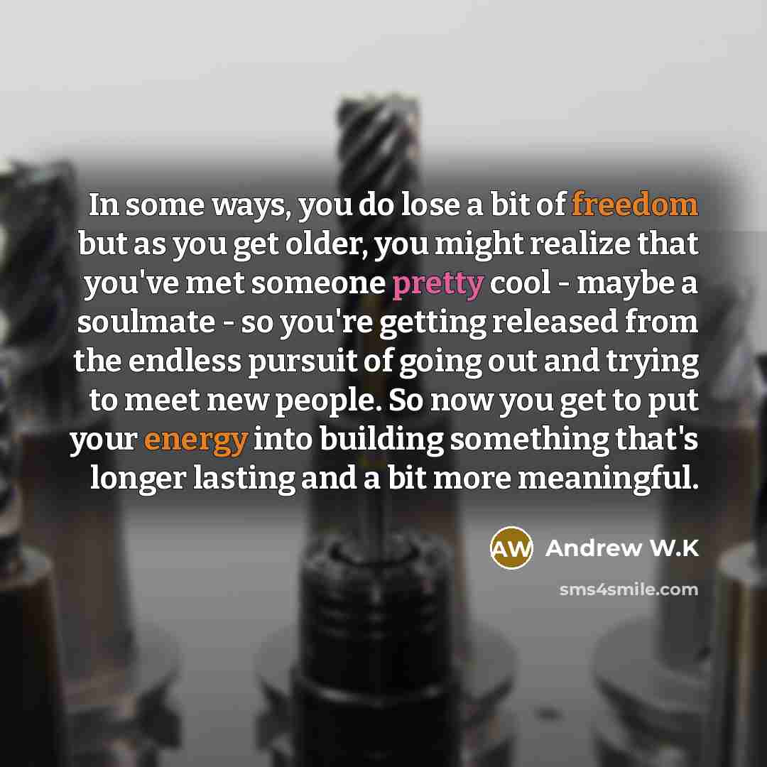 “In some ways, you do lose a bit of freedom…” quote by Andrew W.K