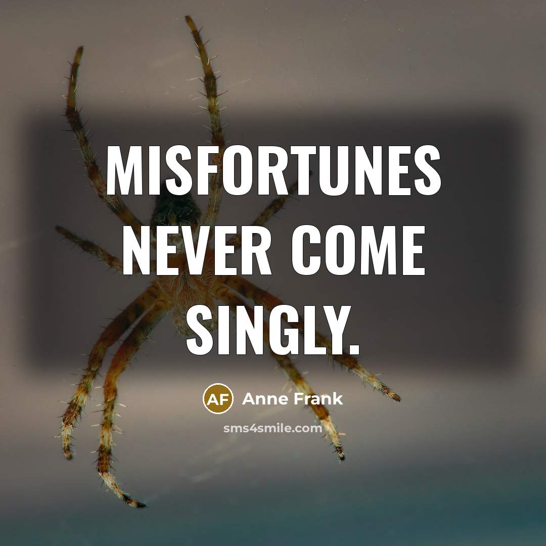“Misfortunes never come singly.…” quote by Anne Frank