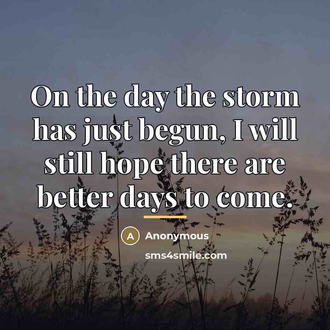 “On the day the storm has just begun, I will…” quote by Anonymous