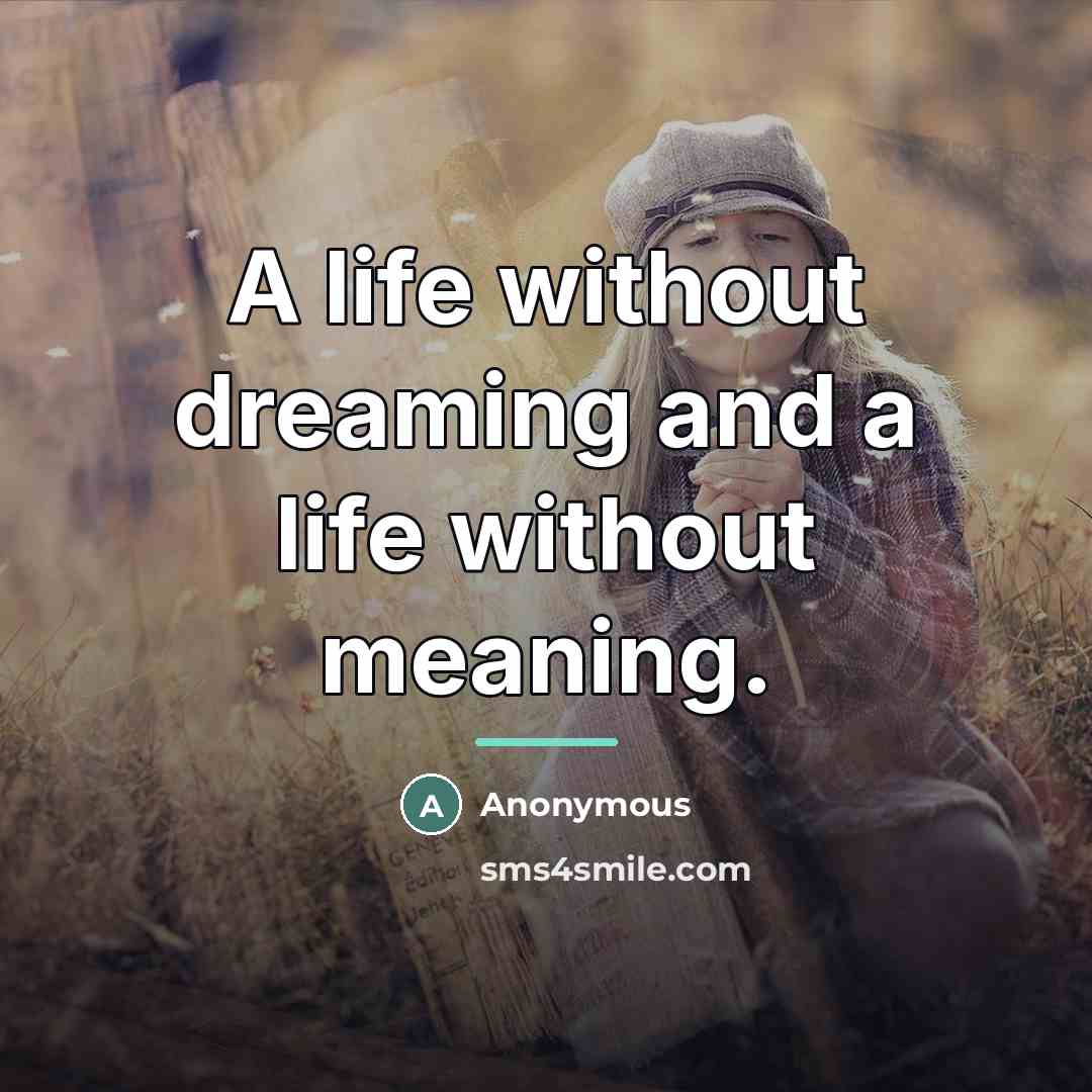 “A life without dreaming and a life without meaning.…” quote by Anonymous