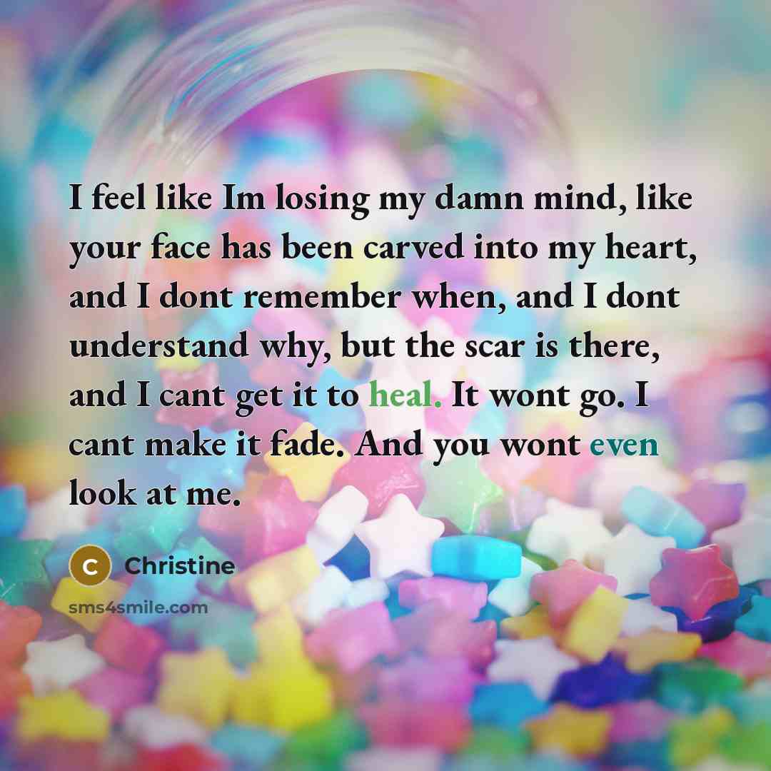 “I feel like Im losing my damn mind, like your…” quote by Christine