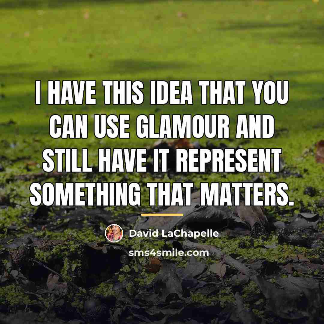 “I have this idea that you can use glamour and…” quote by David LaChapelle