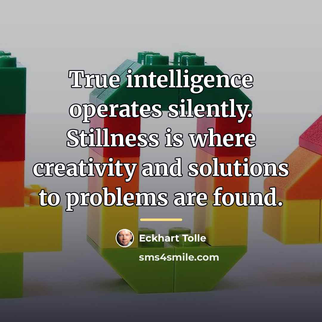 “True intelligence operates silently. Stillness is where creativity and solutions…” quote by Eckhart Tolle