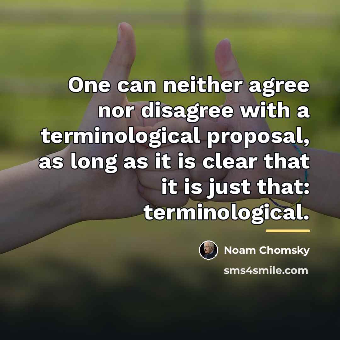 “One can neither agree nor disagree with a terminological proposal,…” quote by Noam Chomsky