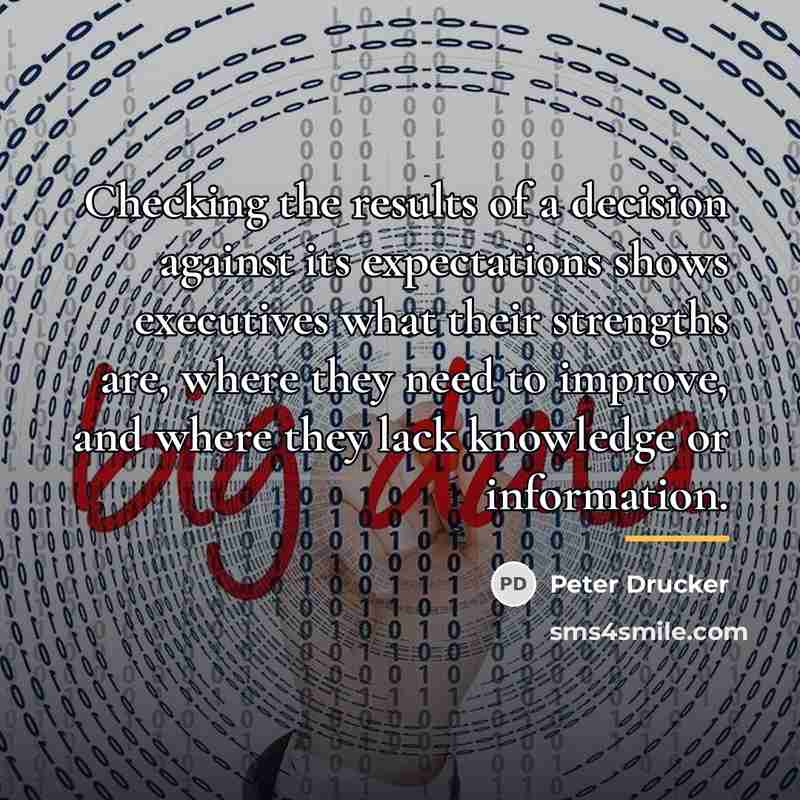 “Checking the results of a decision against its expectations shows…” quote by Peter Drucker