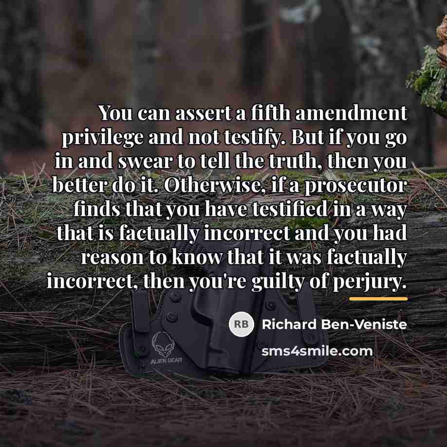 “You can assert a fifth amendment privilege and not testify.…” quote by Richard Ben-Veniste