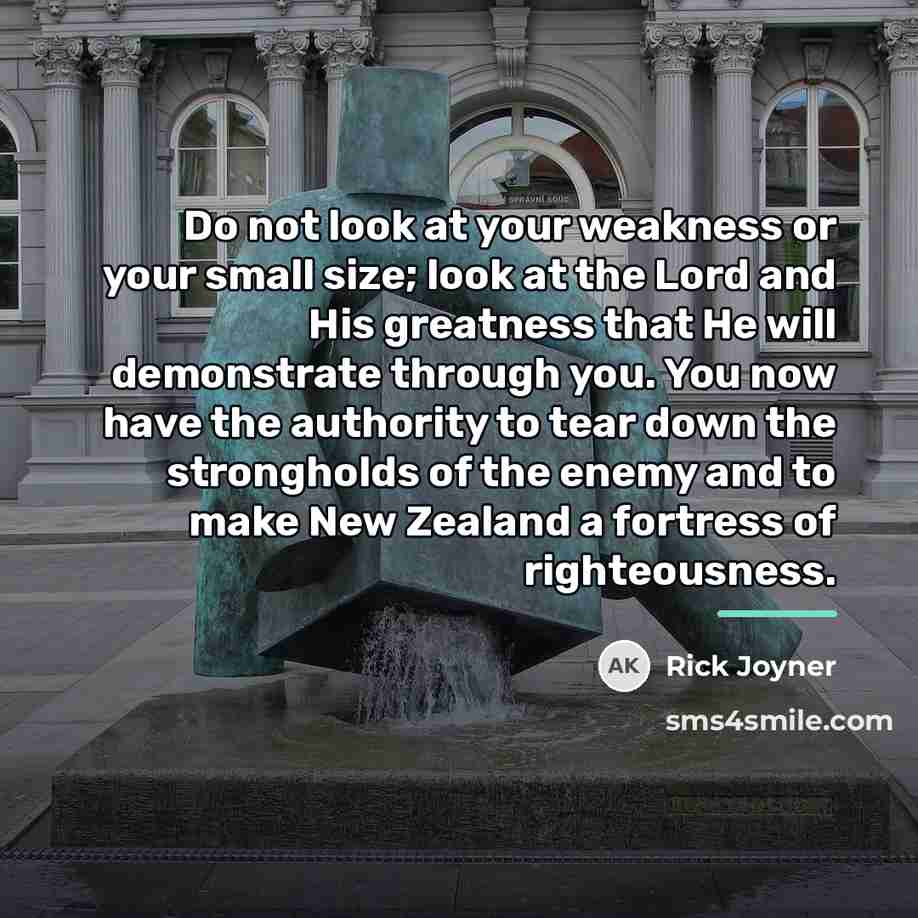 “Do not look at your weakness or your small size;…” quote by Rick Joyner
