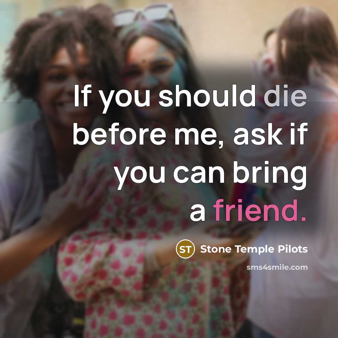 “If you should die before me, ask if you can…” quote by Stone Temple Pilots