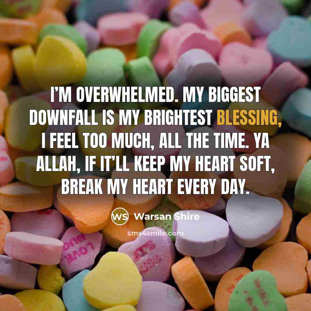 “I’m overwhelmed. My biggest downfall is my brightest blessing, I…” quote by Warsan Shire