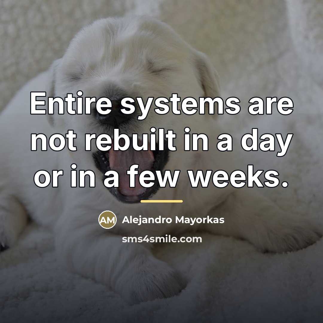 “Entire systems are not rebuilt in a day or in…” quote by Alejandro Mayorkas