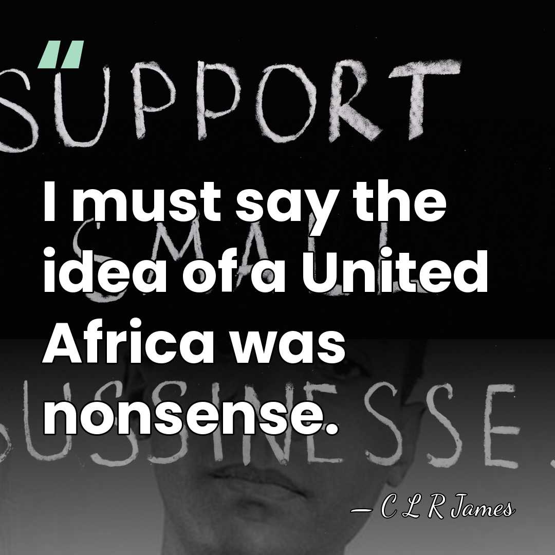 I must say the idea of a United Africa was nonsense. - C L R James