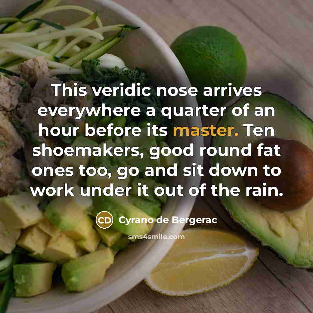“This veridic nose arrives everywhere a quarter of an hour…” quote by Cyrano de Bergerac