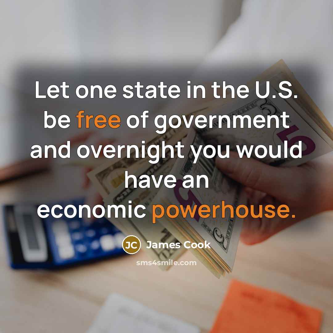 “Let one state in the U.S. be free of government…” quote by James Cook