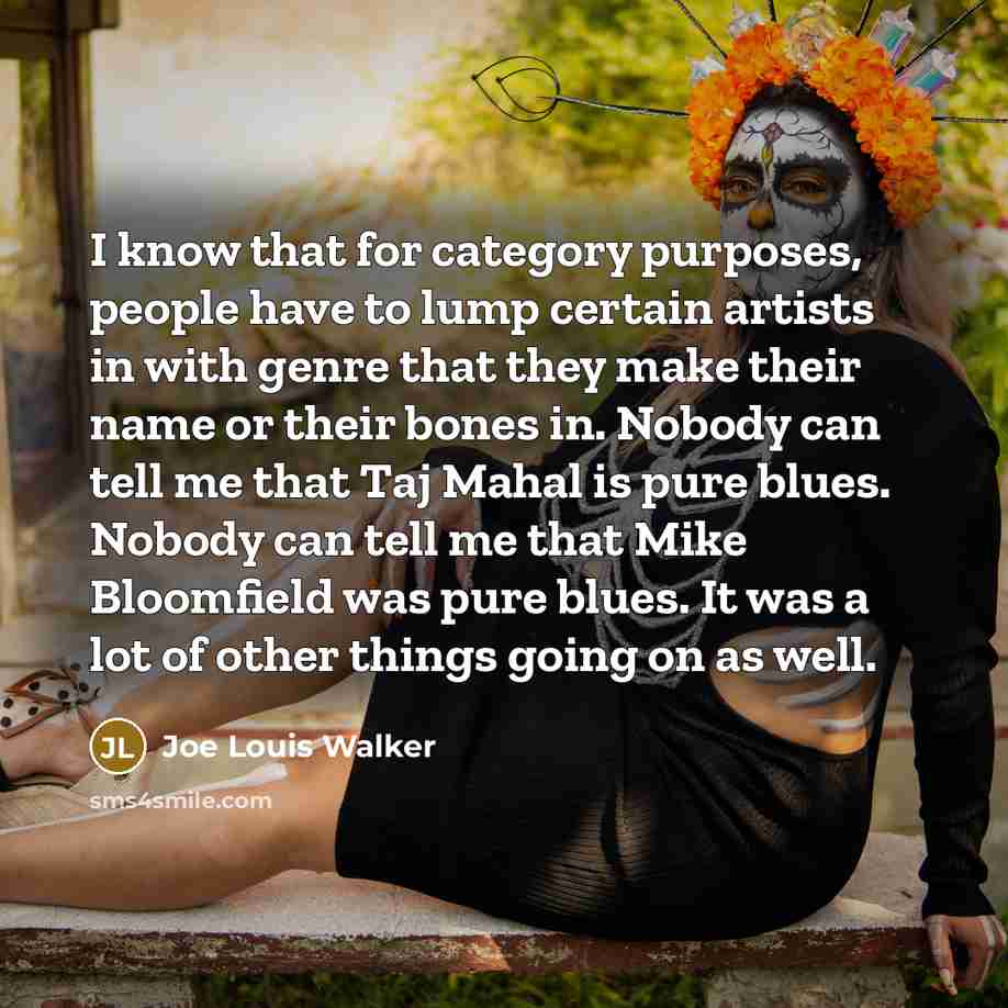 “I know that for category purposes, people have to lump…” quote by Joe Louis Walker