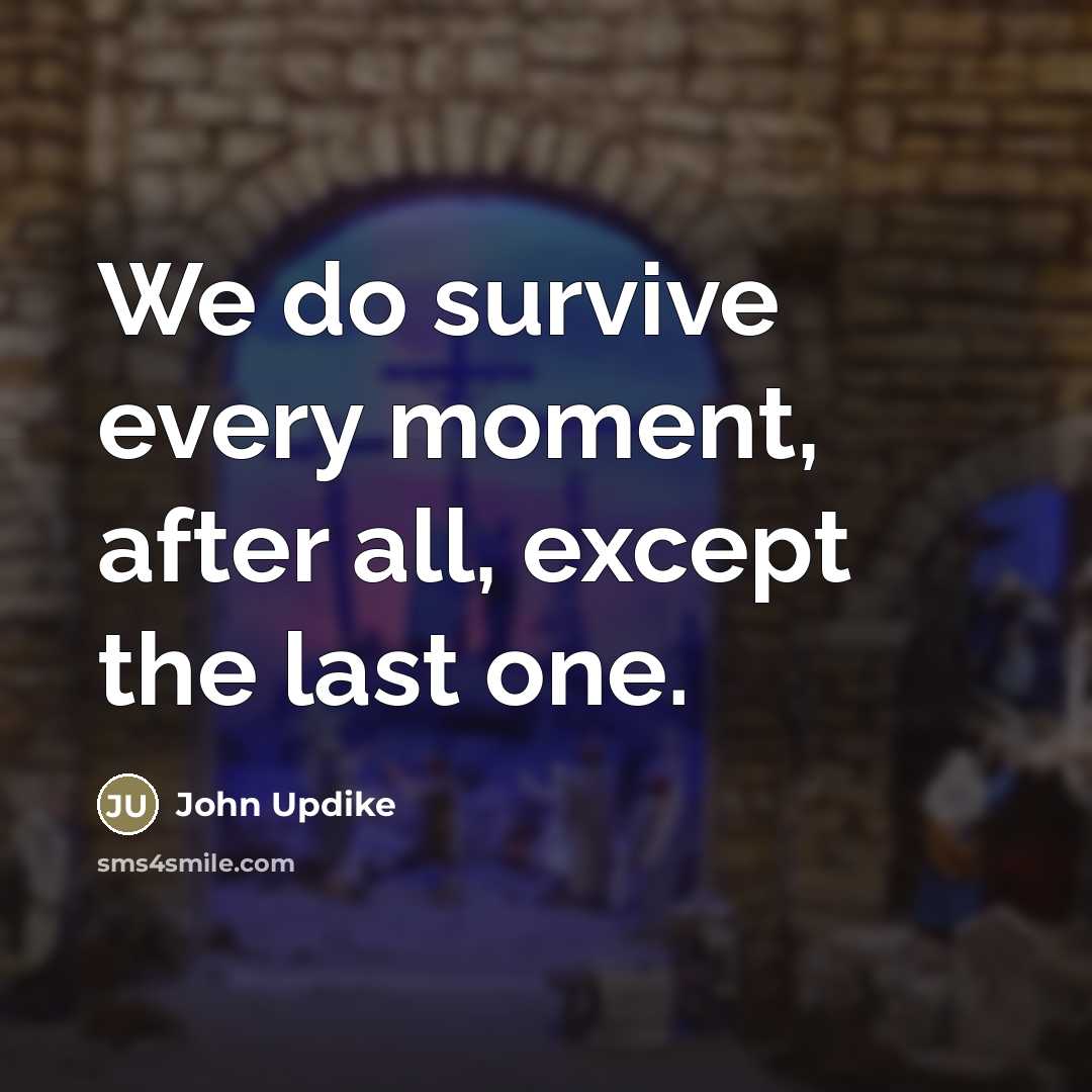 “We do survive every moment, after all, except the last…” quote by John Updike
