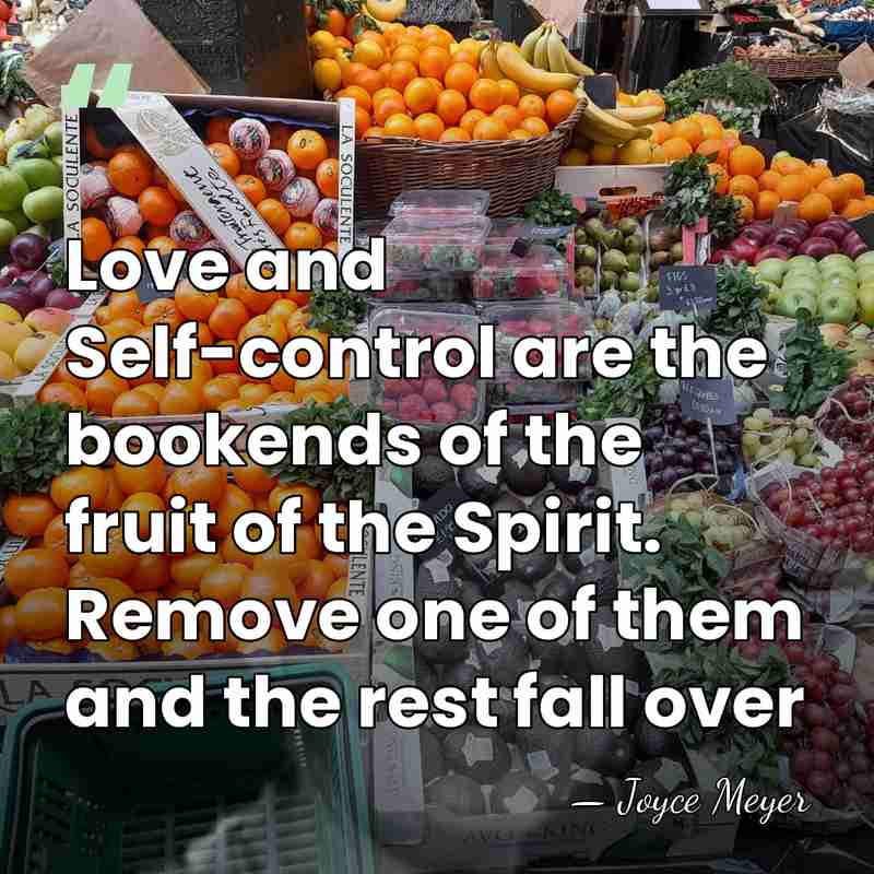 Love and Self-control are the bookends of the fruit of the Spirit.&hellip; - Joyce Meyer