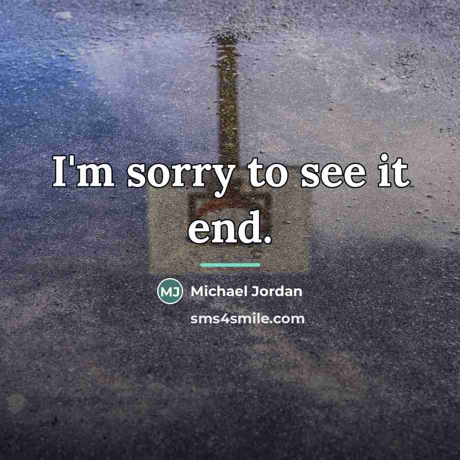 “I'm sorry to see it end.…” quote by Michael Jordan