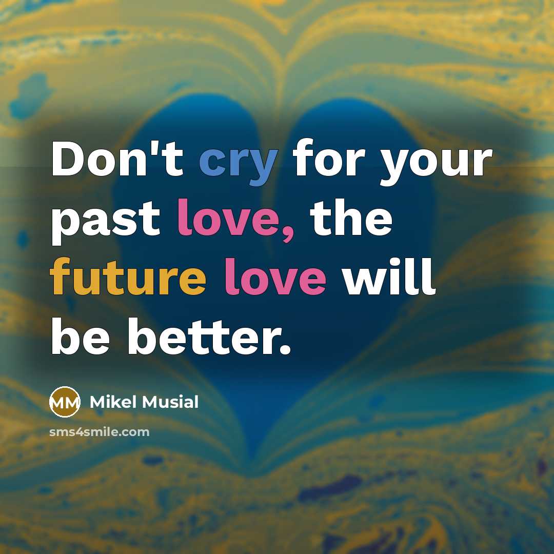 “Don't cry for your past love, the future love will…” quote by Mikel Musial