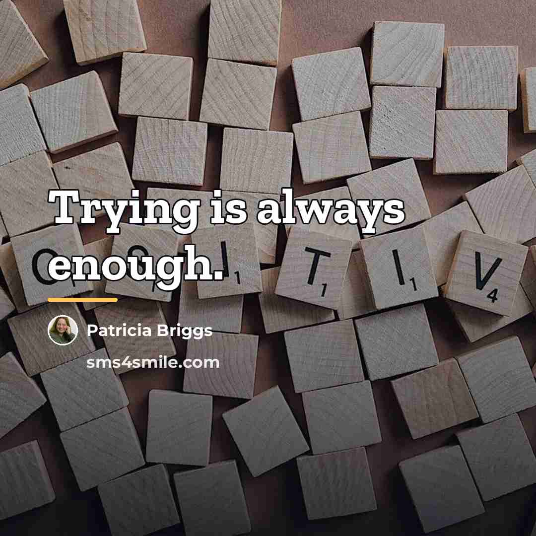 “Trying is always enough.…” quote by Patricia Briggs