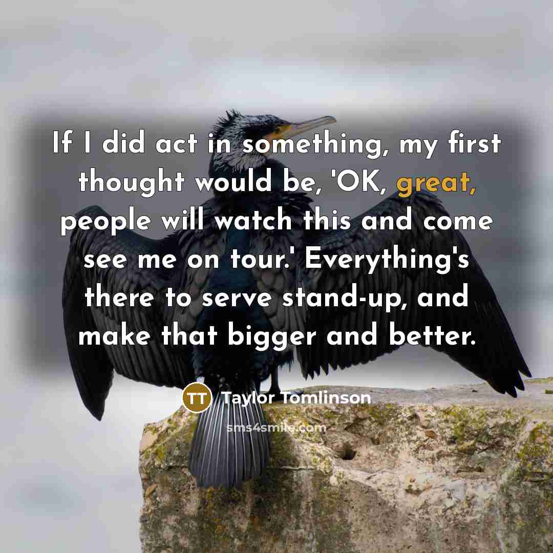 “If I did act in something, my first thought would…” quote by Taylor Tomlinson