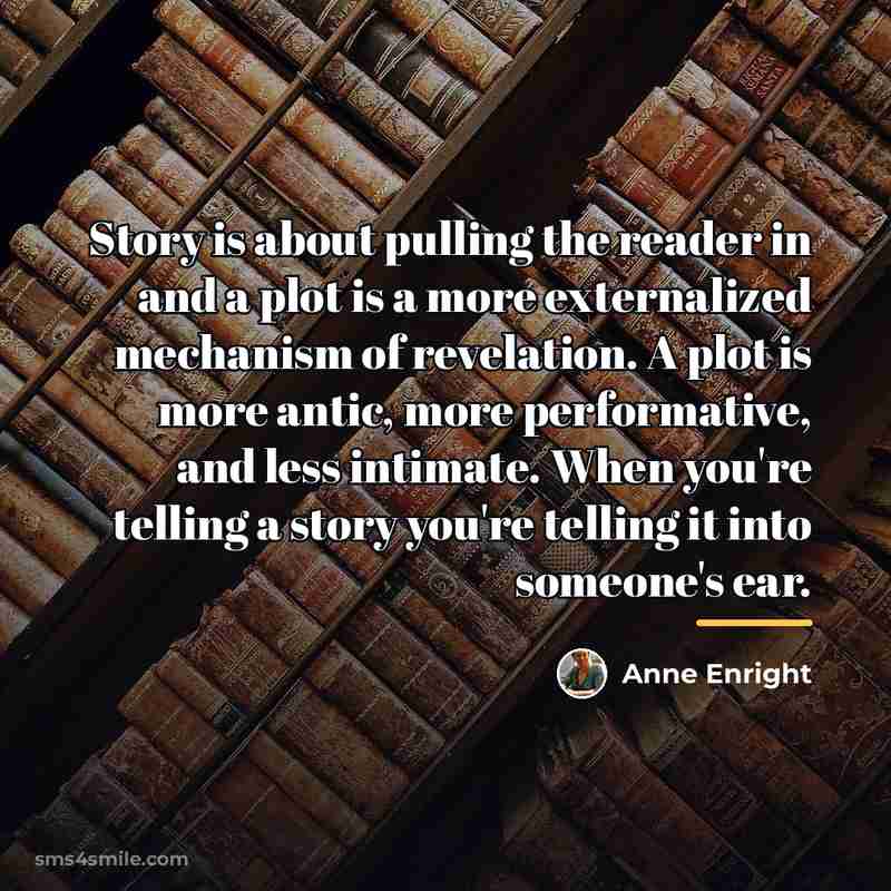 “Story is about pulling the reader in and a plot…” quote by Anne Enright