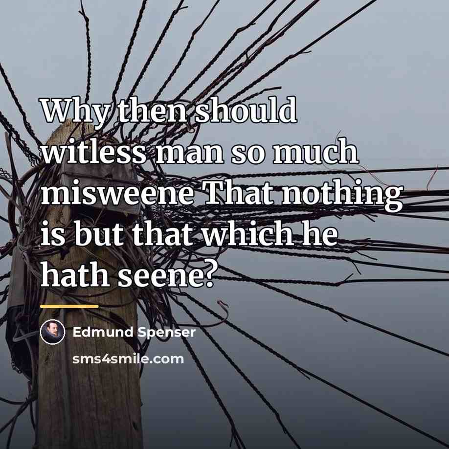 “Why then should witless man so much misweene That nothing…” quote by Edmund Spenser