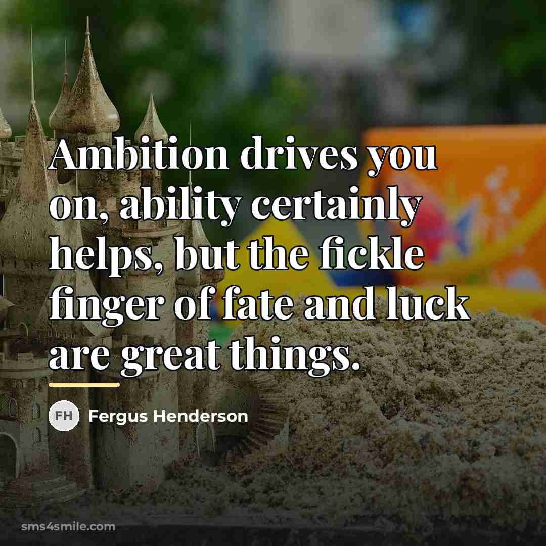 “Ambition drives you on, ability certainly helps, but the fickle…” quote by Fergus Henderson