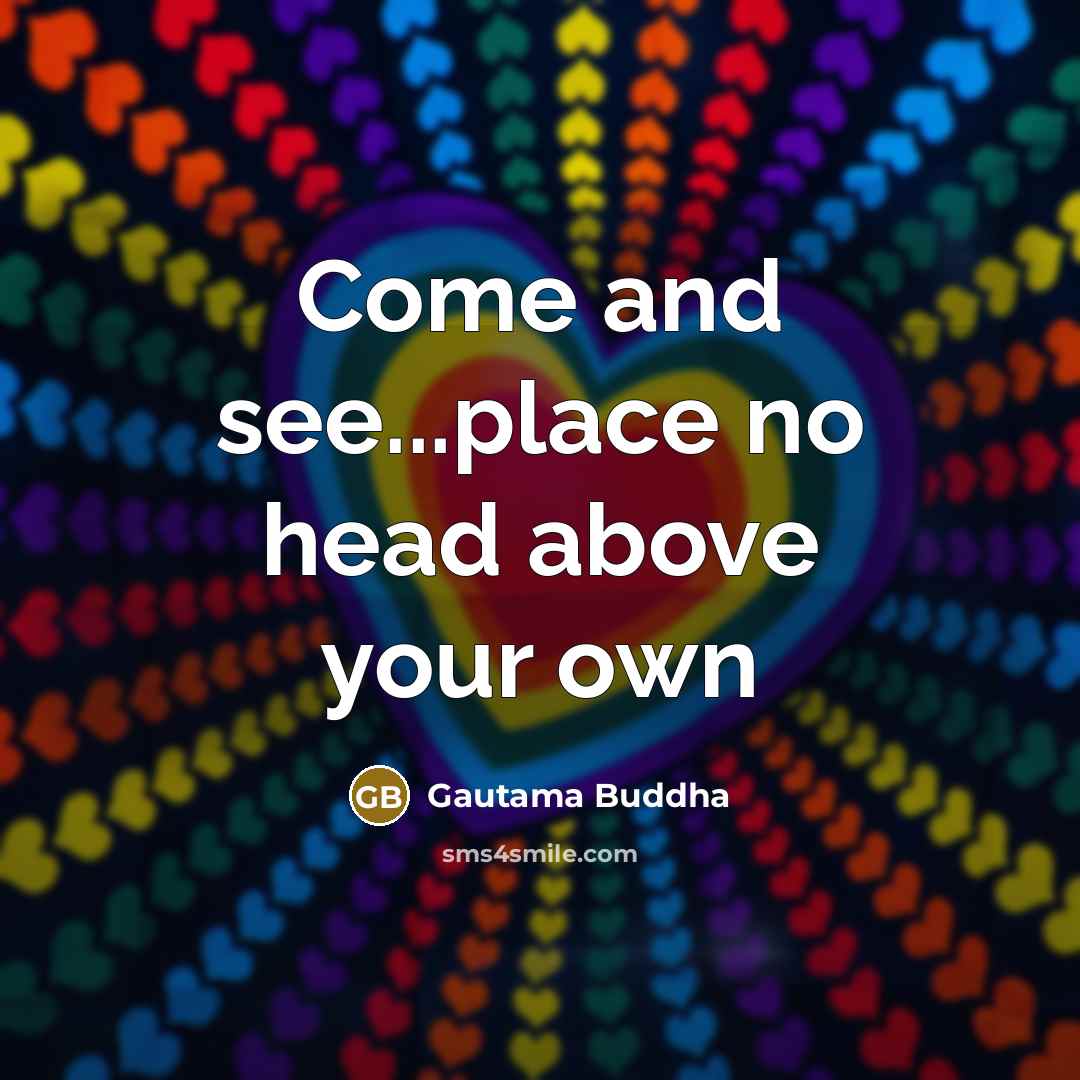 “Come and see...place no head above your own…” quote by Gautama Buddha