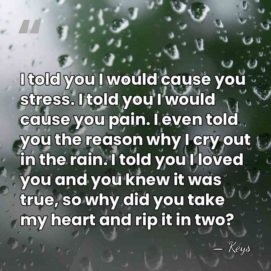 I told you I would cause you stress. I told you I&hellip; - Keys