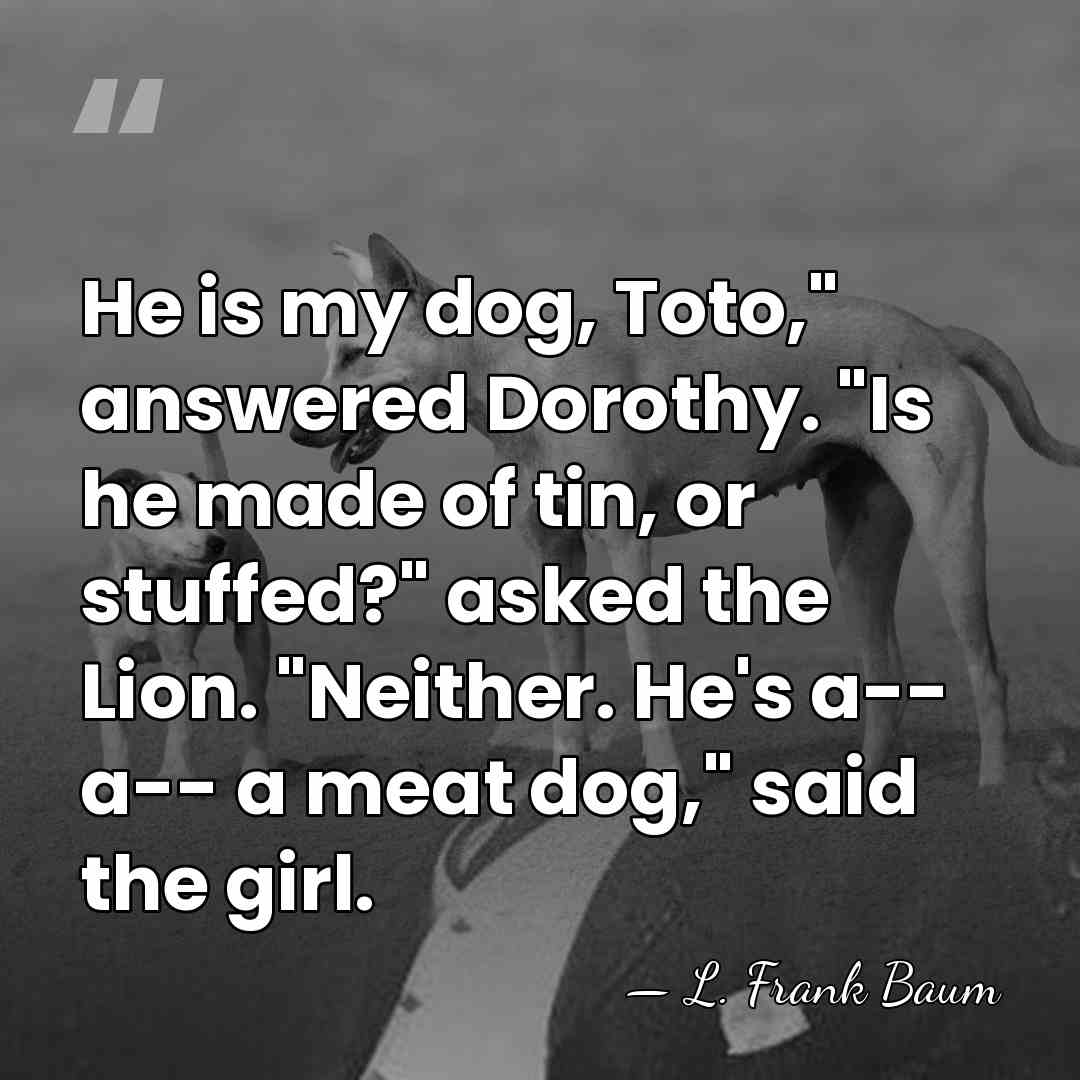 He is my dog, Toto," answered Dorothy. "Is he made of tin,&hellip; - L. Frank Baum