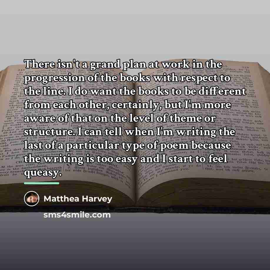“There isn't a grand plan at work in the progression…” quote by Matthea Harvey