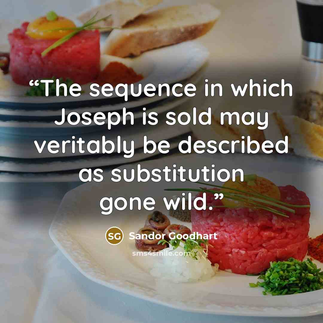 “The sequence in which Joseph is sold may veritably be described as substitution gone wild.” quote by Sandor Goodhart