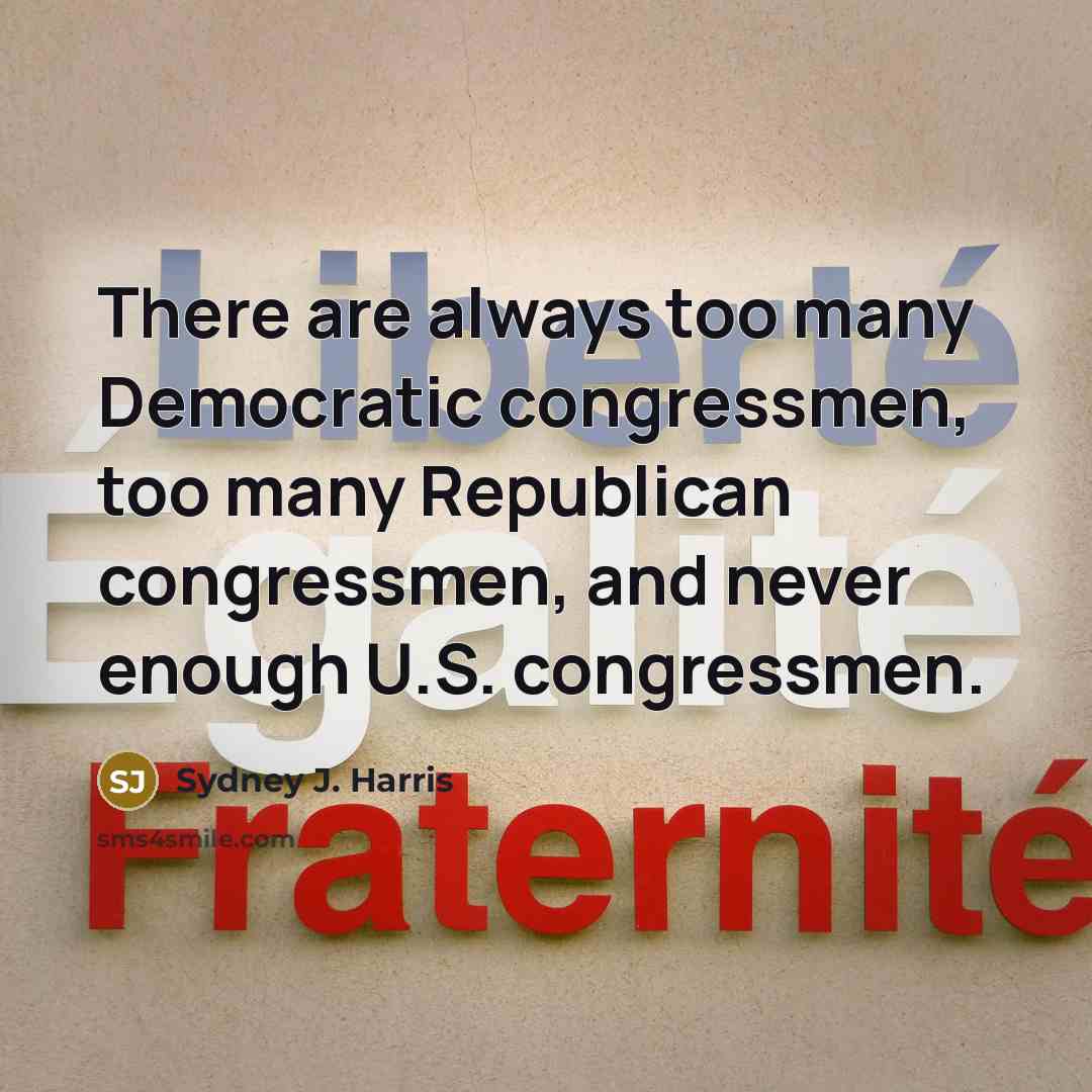 “There are always too many Democratic congressmen, too many Republican…” quote by Sydney J. Harris