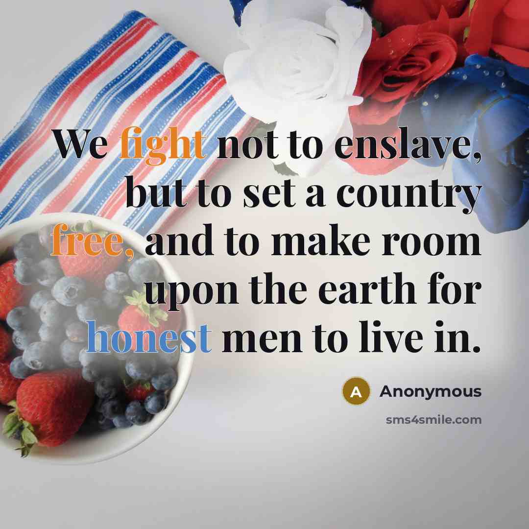 “We fight not to enslave, but to set a country…” quote by Anonymous