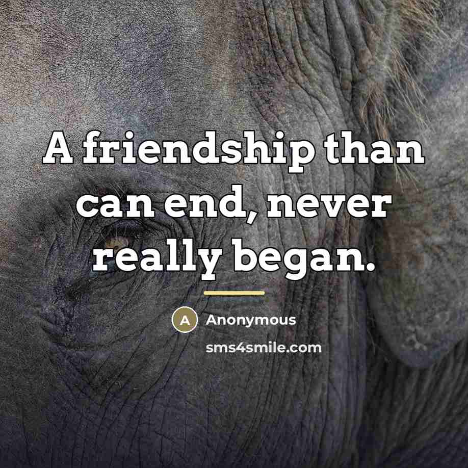“A friendship than can end, never really began.…” quote by Anonymous