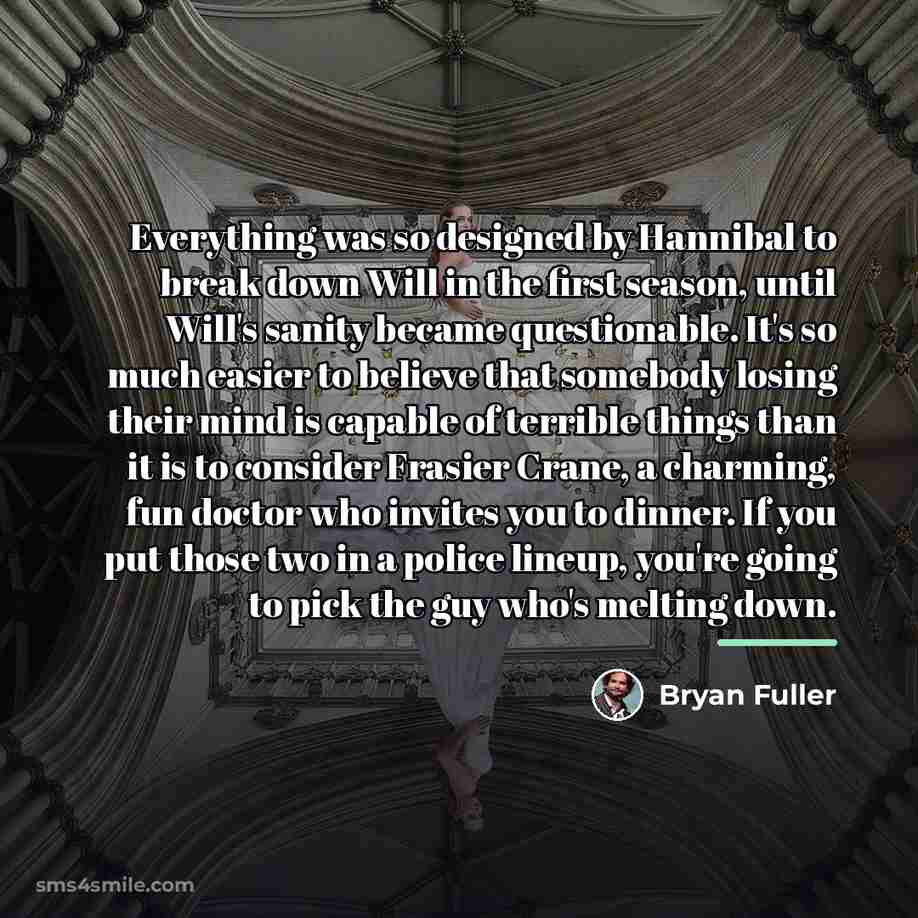 “Everything was so designed by Hannibal to break down Will…” quote by Bryan Fuller