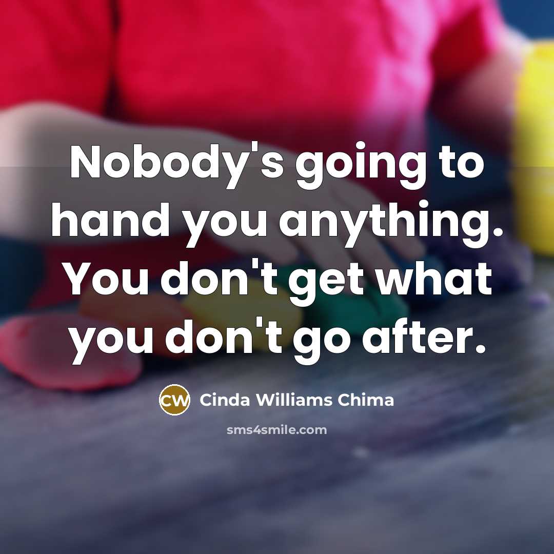 “Nobody's going to hand you anything. You don't get what…” quote by Cinda Williams Chima