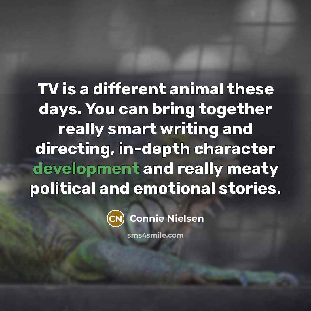 “TV is a different animal these days. You can bring…” quote by Connie Nielsen