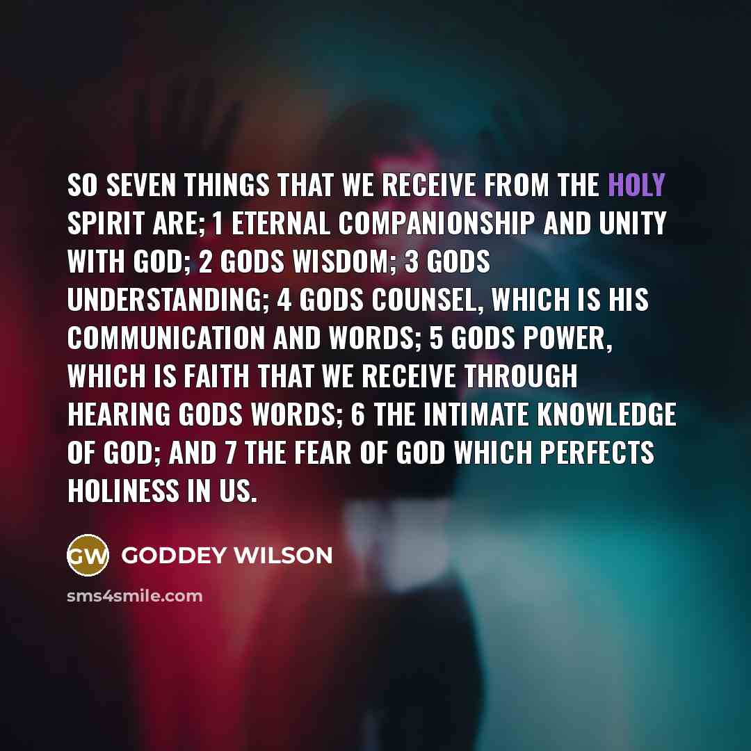 “So seven things that we receive from the Holy Spirit…” quote by GODDEY WILSON