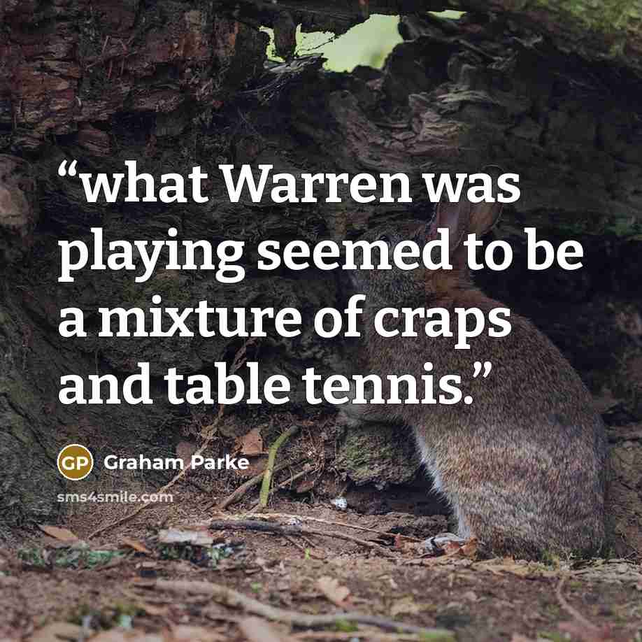“what Warren was playing seemed to be a mixture of craps and table tennis.” quote by Graham Parke